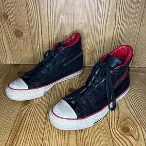 Converse John Varvatos leather chuck Taylor zipper heel black gummy sole W8 M6